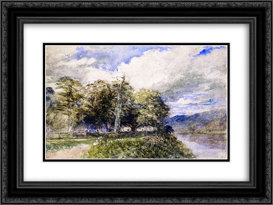 Bettws-y-Coed 24x18 Black Ornate Wood Framed Art Print Poster with Double Matting by Cox, David