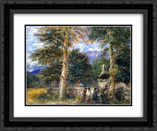 Bettws-y-Coed Church 24x20 Black Ornate Wood Framed Art Print Poster with Double Matting by Cox, David