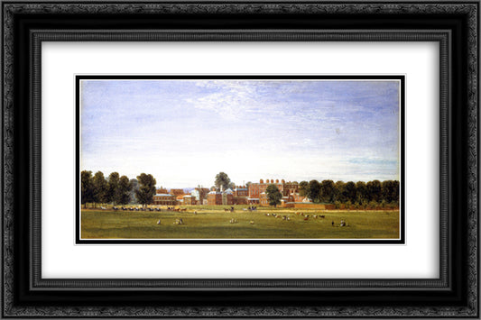 Buckingham House from the Green Park 24x16 Black Ornate Wood Framed Art Print Poster with Double Matting by Cox, David