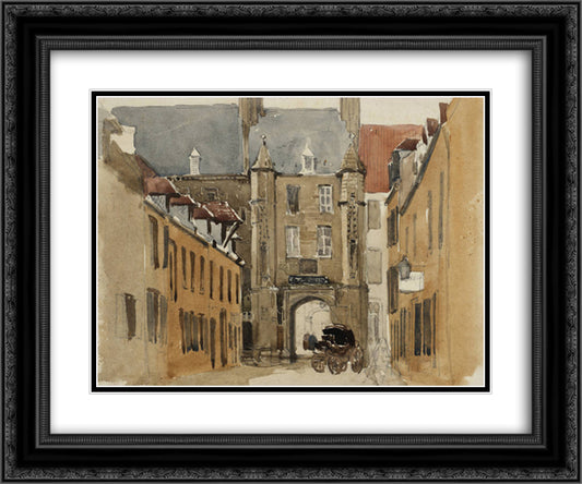 Calais. Hotel de Guise 24x20 Black Ornate Wood Framed Art Print Poster with Double Matting by Cox, David