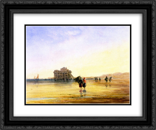 Calais Sands with Fort Rouge 24x20 Black Ornate Wood Framed Art Print Poster with Double Matting by Cox, David