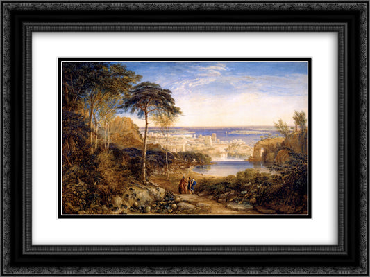 Carthage. Aeneas and Achates 24x18 Black Ornate Wood Framed Art Print Poster with Double Matting by Cox, David