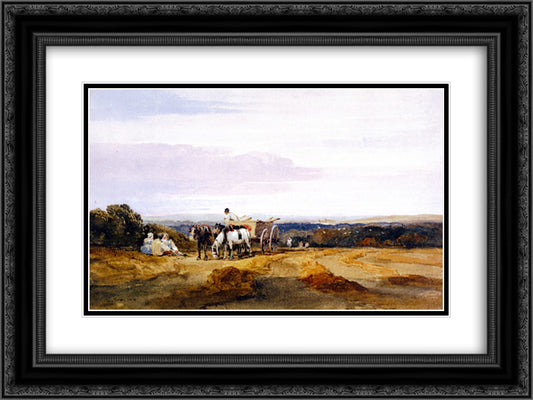 Cornfield 24x18 Black Ornate Wood Framed Art Print Poster with Double Matting by Cox, David