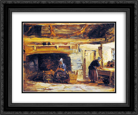 Cottage Interior 24x20 Black Ornate Wood Framed Art Print Poster with Double Matting by Cox, David
