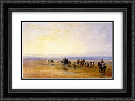 Crossing Lancaster Sands 24x18 Black Ornate Wood Framed Art Print Poster with Double Matting by Cox, David