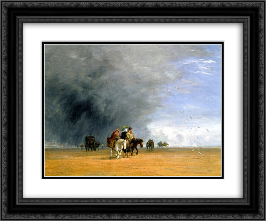 Crossing the Sands 24x20 Black Ornate Wood Framed Art Print Poster with Double Matting by Cox, David