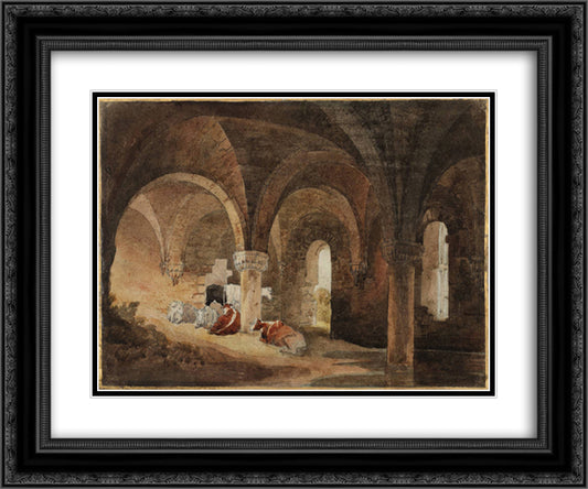 Crypt of Kirkstall Abbey (after J.M.W. Turner) 24x20 Black Ornate Wood Framed Art Print Poster with Double Matting by Cox, David