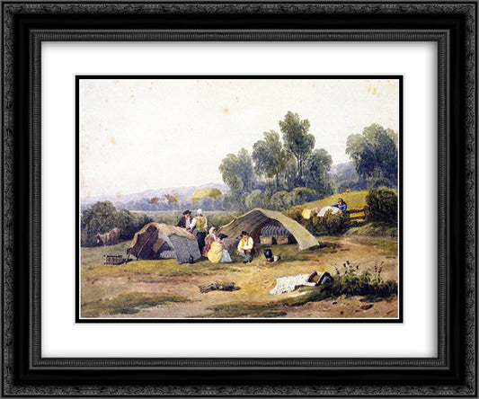 Gipsies on Dulwich Common 24x20 Black Ornate Wood Framed Art Print Poster with Double Matting by Cox, David