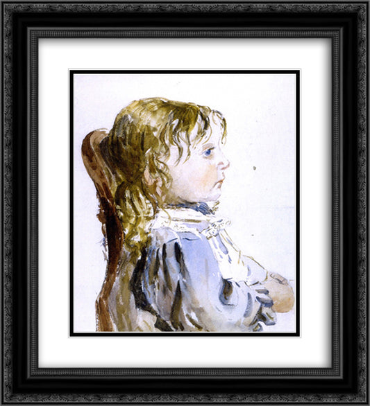 Girl in a Pinafore 20x22 Black Ornate Wood Framed Art Print Poster with Double Matting by Cox, David