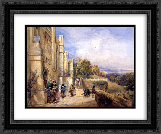Going Out Hawking 24x20 Black Ornate Wood Framed Art Print Poster with Double Matting by Cox, David