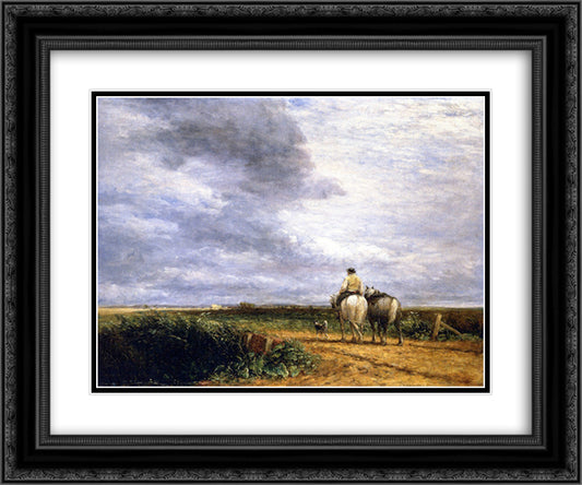 Going to the Hayfield 24x20 Black Ornate Wood Framed Art Print Poster with Double Matting by Cox, David