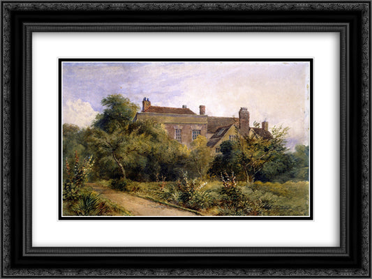 Greenfield House, Harorne 24x18 Black Ornate Wood Framed Art Print Poster with Double Matting by Cox, David
