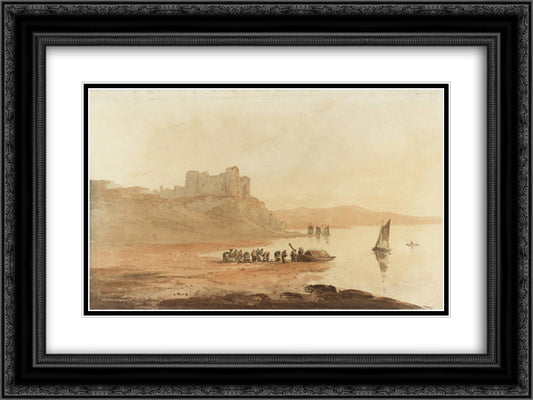 Harlech Castle, Wales 24x18 Black Ornate Wood Framed Art Print Poster with Double Matting by Cox, David