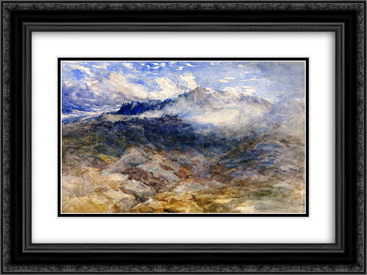 Mountain Heights, Cader Idris 24x18 Black Ornate Wood Framed Art Print Poster with Double Matting by Cox, David