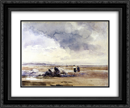 On Lancaster Sands, Low Tide 24x20 Black Ornate Wood Framed Art Print Poster with Double Matting by Cox, David