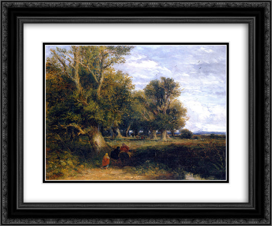 Outskirts of a Wood, with Gypsies 24x20 Black Ornate Wood Framed Art Print Poster with Double Matting by Cox, David