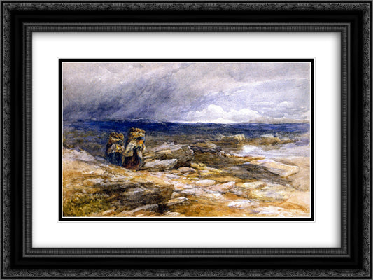 Peat Gatherers 24x18 Black Ornate Wood Framed Art Print Poster with Double Matting by Cox, David