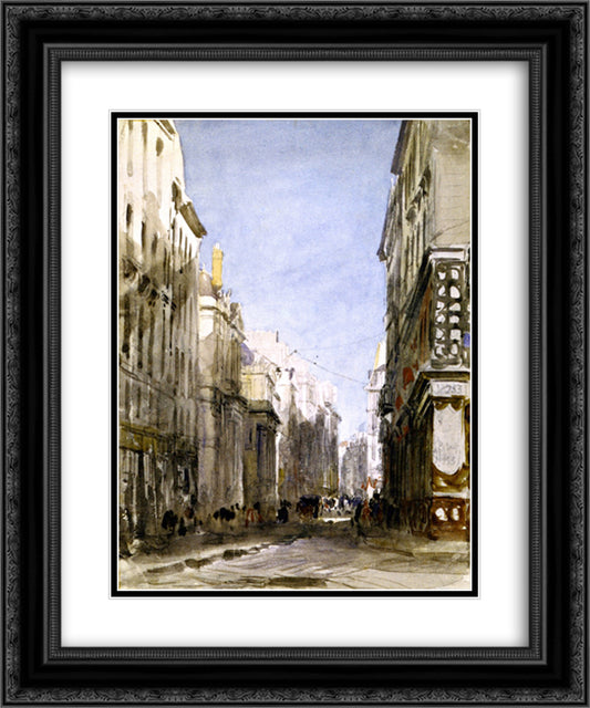 Place du Palais Royal, Paris 20x24 Black Ornate Wood Framed Art Print Poster with Double Matting by Cox, David