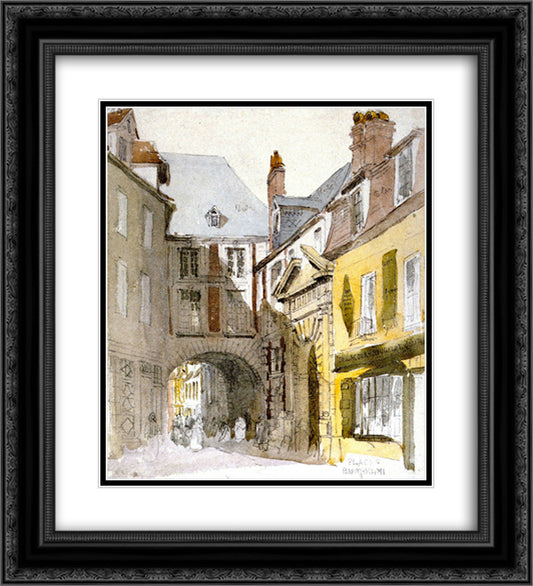 Place St. Barthelemy, Rouen 20x22 Black Ornate Wood Framed Art Print Poster with Double Matting by Cox, David