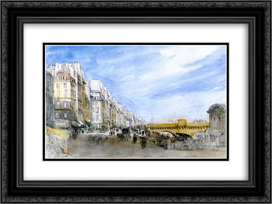 Pont Neuf from the Quai de l'Ecole, Paris 24x18 Black Ornate Wood Framed Art Print Poster with Double Matting by Cox, David