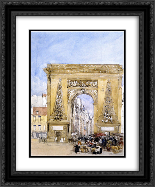 Porte St. Denis, Paris 20x24 Black Ornate Wood Framed Art Print Poster with Double Matting by Cox, David