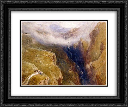 Rhaiadr Cwm, North Wales 24x20 Black Ornate Wood Framed Art Print Poster with Double Matting by Cox, David