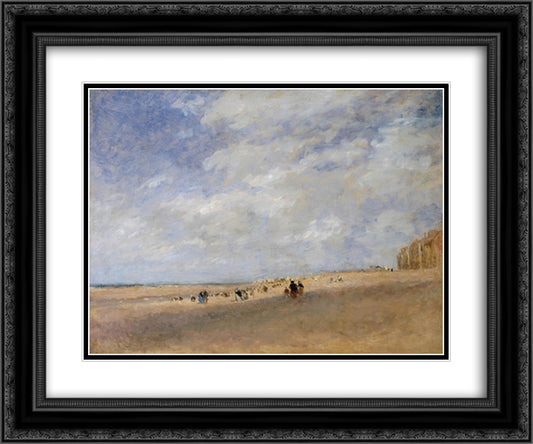 Rhyl Sands 24x20 Black Ornate Wood Framed Art Print Poster with Double Matting by Cox, David