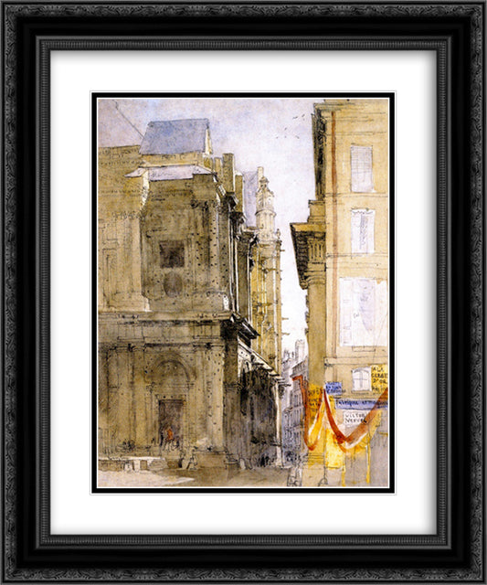 St. Eustache, Paris 20x24 Black Ornate Wood Framed Art Print Poster with Double Matting by Cox, David