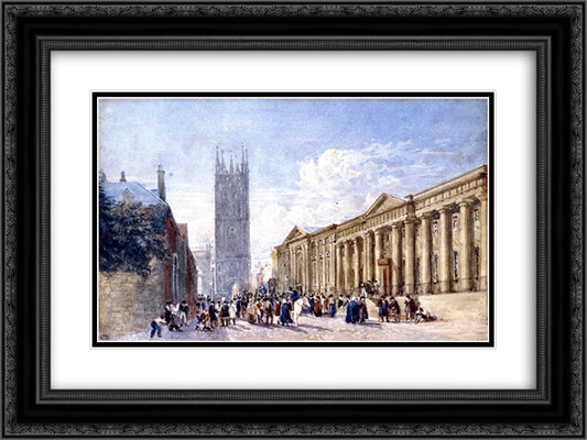 St. Mary's Church and the Shire Hall, Warwick 24x18 Black Ornate Wood Framed Art Print Poster with Double Matting by Cox, David
