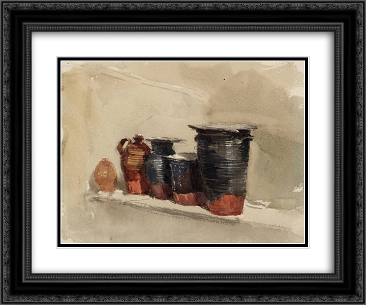 Still Life 24x20 Black Ornate Wood Framed Art Print Poster with Double Matting by Cox, David