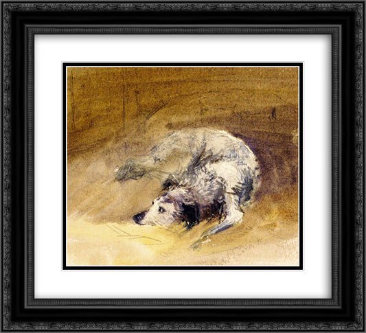 Study of a Dog 22x20 Black Ornate Wood Framed Art Print Poster with Double Matting by Cox, David