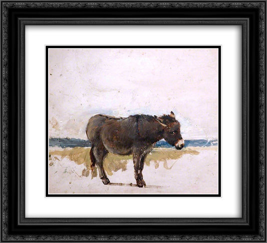 Study of a Donkey 22x20 Black Ornate Wood Framed Art Print Poster with Double Matting by Cox, David