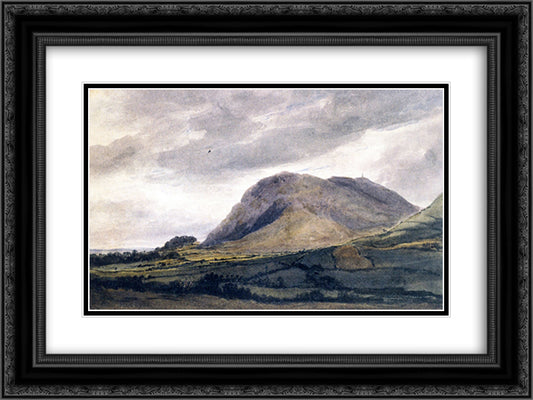 The Breiddin Hills, near Welshpool 24x18 Black Ornate Wood Framed Art Print Poster with Double Matting by Cox, David