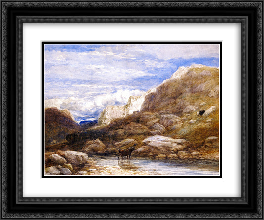 The Challange 24x20 Black Ornate Wood Framed Art Print Poster with Double Matting by Cox, David