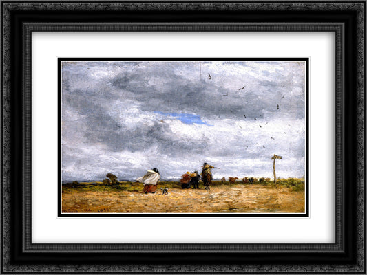 The Cross Roads 24x18 Black Ornate Wood Framed Art Print Poster with Double Matting by Cox, David