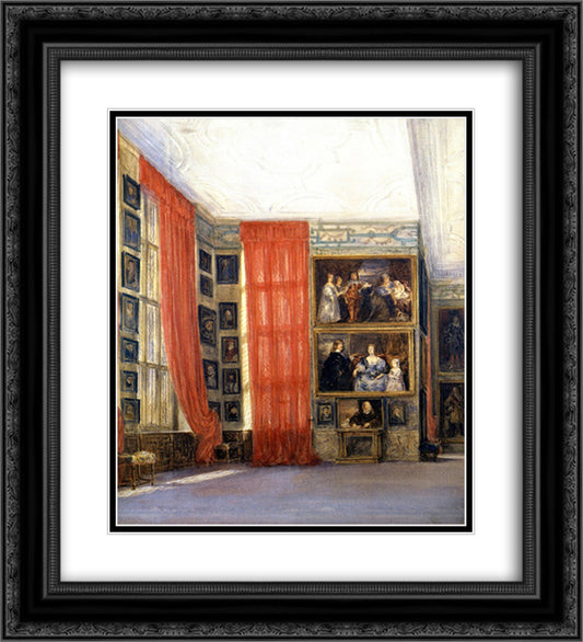 The Long Gallery, Hardwick Hall, Derbyshire 20x22 Black Ornate Wood Framed Art Print Poster with Double Matting by Cox, David
