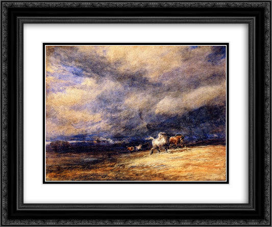 The Night Train 24x20 Black Ornate Wood Framed Art Print Poster with Double Matting by Cox, David