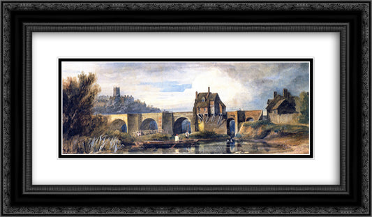 The Old Bridge at Bridgnorth, Shropshire 24x14 Black Ornate Wood Framed Art Print Poster with Double Matting by Cox, David