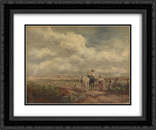 The Road across the Common 24x20 Black Ornate Wood Framed Art Print Poster with Double Matting by Cox, David