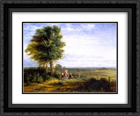 The Skylark 24x20 Black Ornate Wood Framed Art Print Poster with Double Matting by Cox, David
