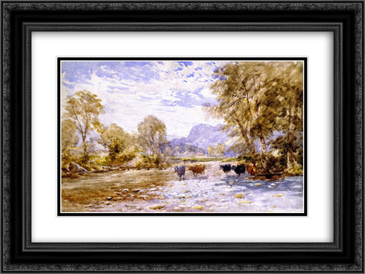 The Vale of Dolwyddelan 24x18 Black Ornate Wood Framed Art Print Poster with Double Matting by Cox, David
