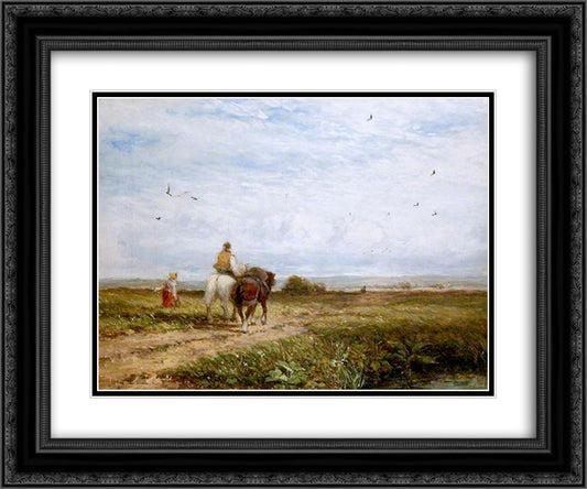 The Way to the Hayfield 24x20 Black Ornate Wood Framed Art Print Poster with Double Matting by Cox, David