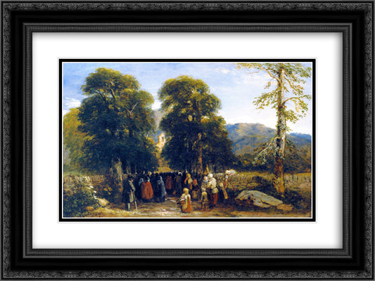The Welsh Funeral 24x18 Black Ornate Wood Framed Art Print Poster with Double Matting by Cox, David