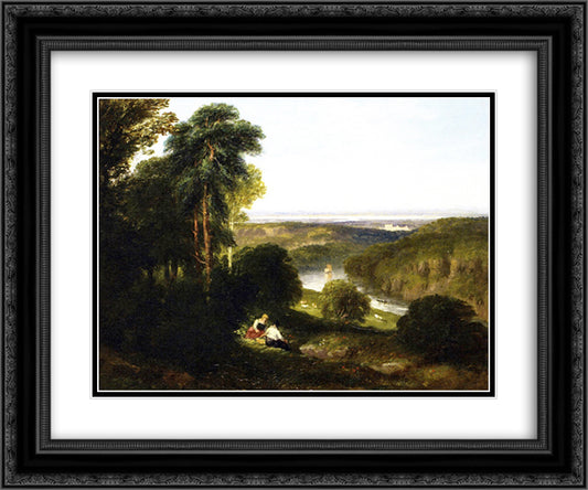 The Wyndcliff, River Wye 24x20 Black Ornate Wood Framed Art Print Poster with Double Matting by Cox, David