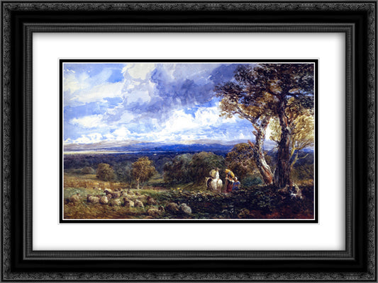 Vale of Clwyd 24x18 Black Ornate Wood Framed Art Print Poster with Double Matting by Cox, David