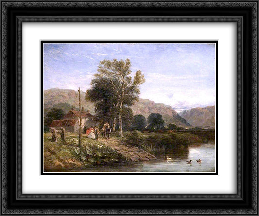 Waiting for the Ferry 24x20 Black Ornate Wood Framed Art Print Poster with Double Matting by Cox, David