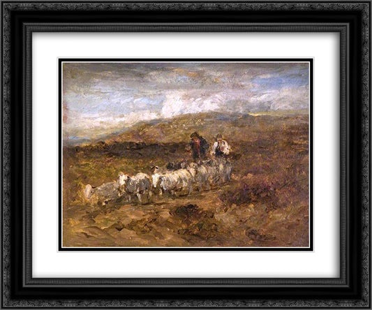 Welsh Shepherds 24x20 Black Ornate Wood Framed Art Print Poster with Double Matting by Cox, David