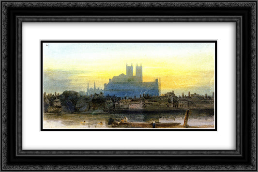 Westminster from Lambeth 24x16 Black Ornate Wood Framed Art Print Poster with Double Matting by Cox, David