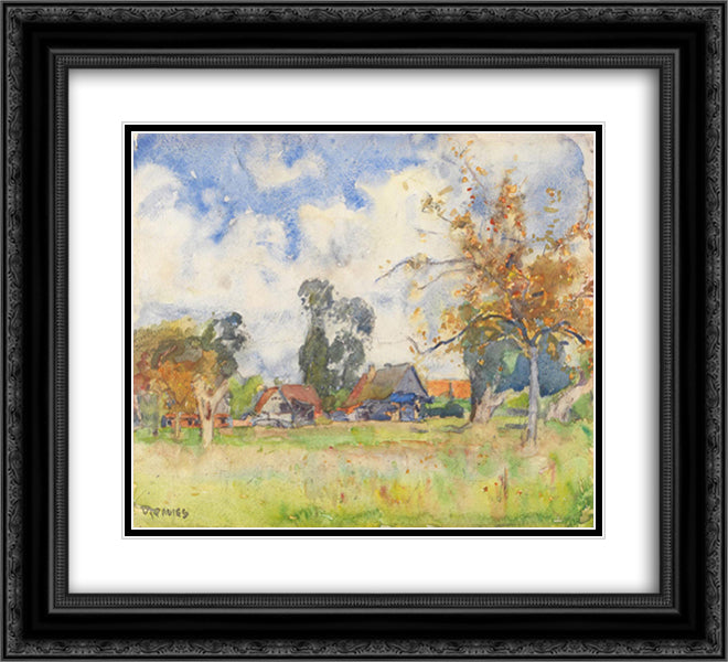 Autumn afternoon 22x20 Black Ornate Wood Framed Art Print Poster with Double Matting by Davies, David