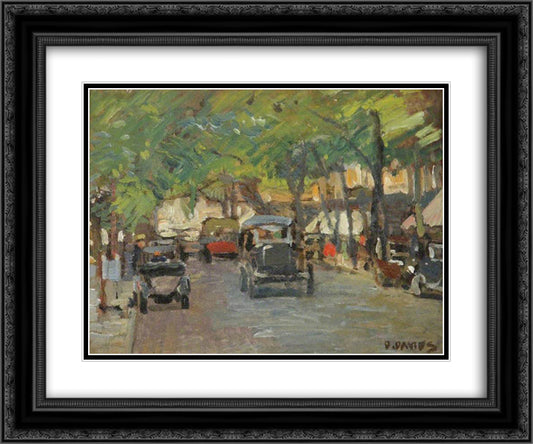 Cheltenham Promenade 24x20 Black Ornate Wood Framed Art Print Poster with Double Matting by Davies, David